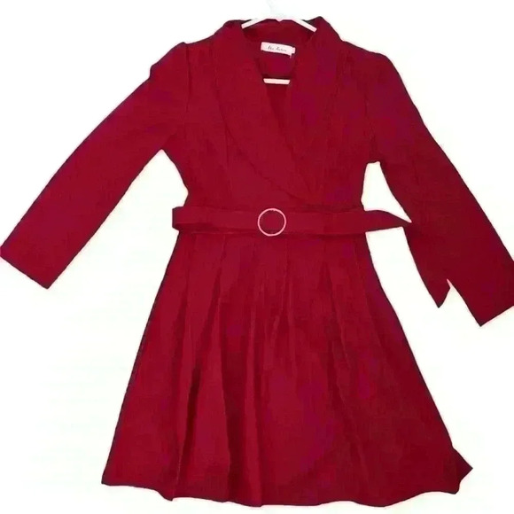 Vintage red dress with belt size s - Picture 3 of 14